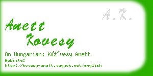 anett kovesy business card